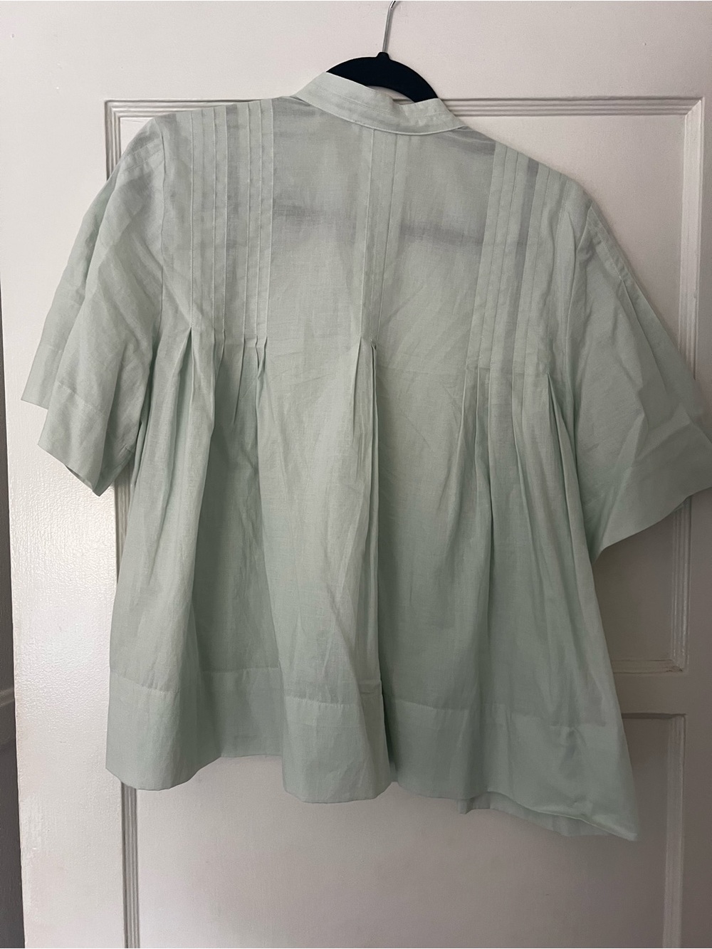 Frame Denim Mint Green Short Sleeve Pintuck Blouse - Picture 3 of 4